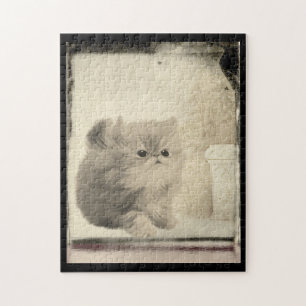 Süße persische Katze im Vintage-Look Puzzle