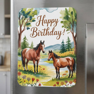 Süße personalisierte Aquarell-Pferde-Geburtstag Magnet
