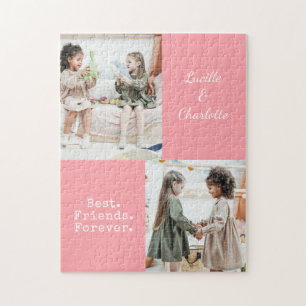Süße personalisierte BFF Zwei-Foto-Rosa-Beste-Freu Puzzle