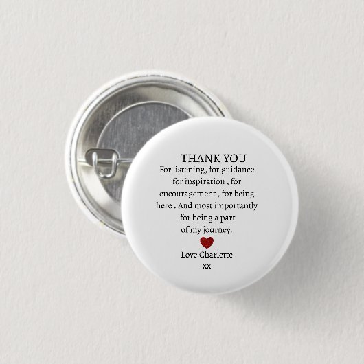 süße personalisierte Dankeschön-Liebe Button (Vorne & Hinten)
