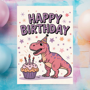 Süße personalisierte Dinosaurier-Geburtstagsfeier  Karte