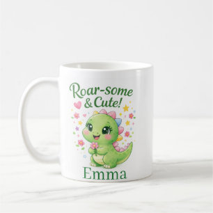 Süße personalisierte Dinosaurier-Namens-Tasse Kaffeetasse