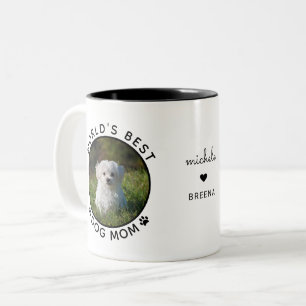 Süße personalisierte Fototasse 'Beste Hundemutter  Zweifarbige Tasse