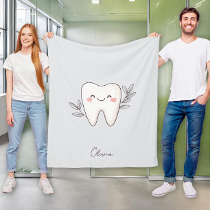 Süße personalisierte graue Zahnpflege Fleecedecke