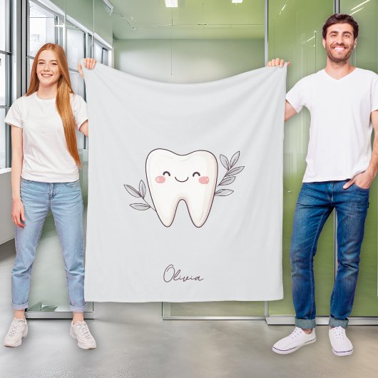 Süße personalisierte graue Zahnpflege Fleecedecke