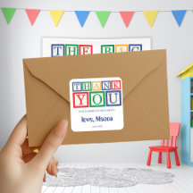 Süße personalisierte Grundfarben-Blöcke Danke