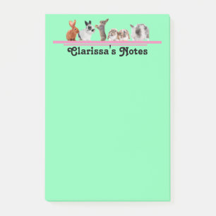 Süße personalisierte Hasen-Schreibwaren-Haftnotize Post-it Klebezettel