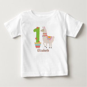 süße personalisierte Lama Erstgeburtstags T-Shirt