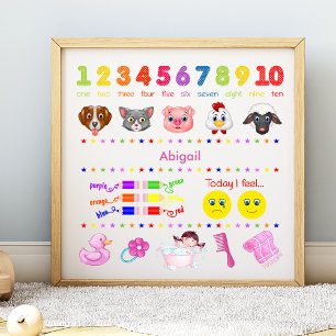 Süße personalisierte Lernhilfe für kleine Mädchen Poster