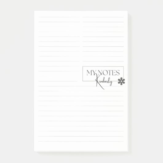 Süße personalisierte linierte einfache moderne Wei Post-it Klebezettel (Vorderseite)