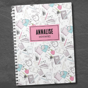 Süße Personalisierte Name Rot Kinder Student Schul Notizblock