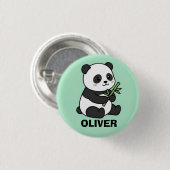 Süße personalisierte Panda mit Bambus Kinder  Button (Vorne & Hinten)