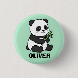 Süße personalisierte Panda mit Bambus Kinder Button