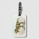 Süße personalisierte T-Rex-Gepäckanhänger mit Name Gepäckanhänger (Vorderseite Vertikal)