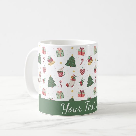 Süße personalisierte Weihnachtsbaum-Tasse Kaffeetasse (Vorderseite Links)