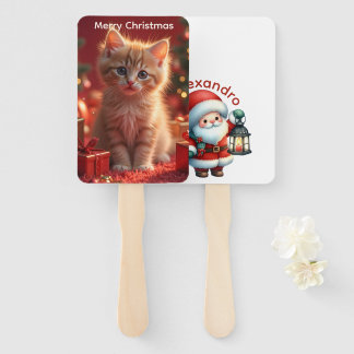Süße personalisierte Weihnachtskatze Fächer
