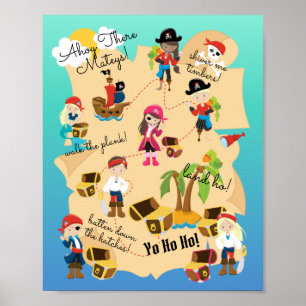 Süße persönliche Piratenschatzkarte Poster