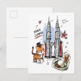 Süße Petronas-Türme Kuala Lumpur Doodle-Kunst Postkarte