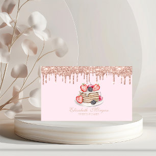 Süße Pfannkuchen Rose Gold Tropfen Bäckerei Rosa Visitenkarte