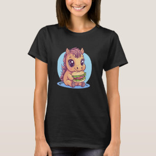 Süße Pferd-Burger-Liebhaber-Illustration T-Shirt