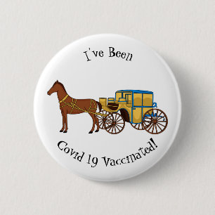 Süße Pferd- und königliche Kutsche-Illustration Button