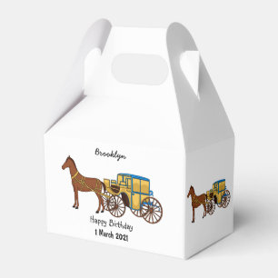 Süße Pferd- und königliche Kutsche-Illustration Geschenkschachtel