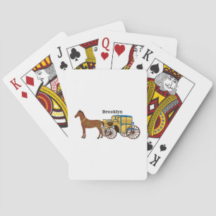 Süße Pferd- und königliche Kutsche-Illustration Spielkarten