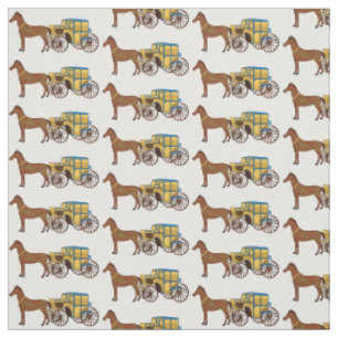 Süße Pferd- und königliche Kutsche-Illustration Stoff