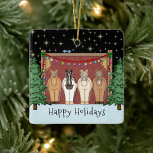 Süße Pferdeherde Personalisiertes Pferd Weihnachte Keramikornament