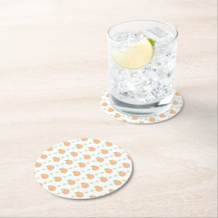 Süße Pfirsich-Elegante Babyparty Runder Pappuntersetzer