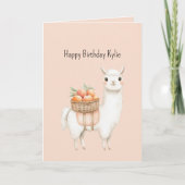 Süße Pfirsich Lama Geburtstag Karte (Vorderseite)