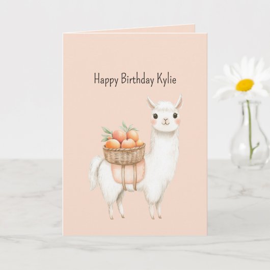 Süße Pfirsich Lama Geburtstag Karte (Kleine Pflanze)