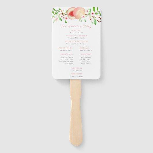 Süße Pfirsiche Süd-Hochzeitsprogramm Fächer (Rückseite)