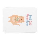 Süße Pfirsichkatze mit Blumenillustration Magnet (Horizontal)