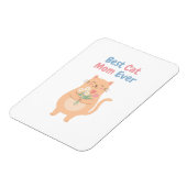 Süße Pfirsichkatze mit Blumenillustration Magnet (Linke Seite)