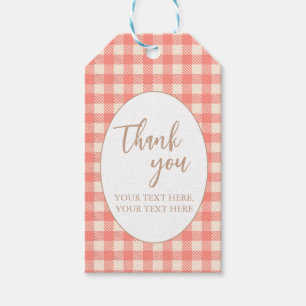 Süße pfirsichrosa Gingham-Preppy-Farmers-Market Geschenkanhänger