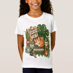 Süße Pflanzenliebhaber-Katze – Pflanzen machen mic T-Shirt