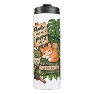 Süße Pflanzenliebhaber-Katze – Pflanzen machen mic Thermosbecher