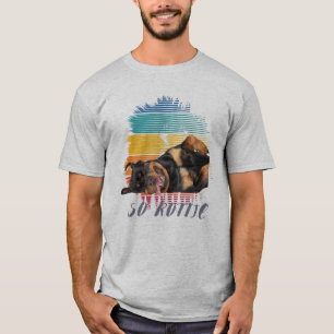 Süße Pfote Retro Herz Rottie Hund Haustier Tiere R T-Shirt