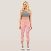 Süße Pfoten Muster Rosa Capri Leggings (Vorderseite)