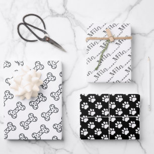 Süße Pfotenabdrücke Hundeknochen Benutzerdefiniert Geschenkpapier Set