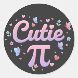 Süße Pi-Symbol-Mathe-Wortspiel Rosa Schmetterlinge Runder Aufkleber
