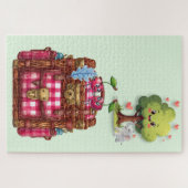 Süße Picknick-Liebesbaum-Elefanten-Puzzles Puzzle (Horizontal)