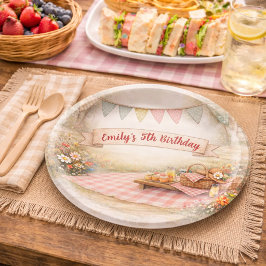 Süße Picknick- Outdoor-Boho-Geburtstagsfeier Pappteller