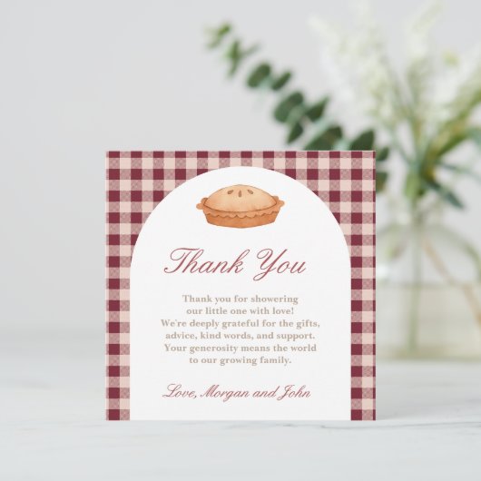 Süsse Pie Baby Dusche Danke Karte (Stehend Vorderseite)