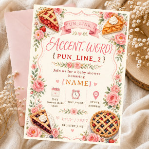 Süße Pie Baby Kirsche Pink Blumen Blaubeeren Einladung