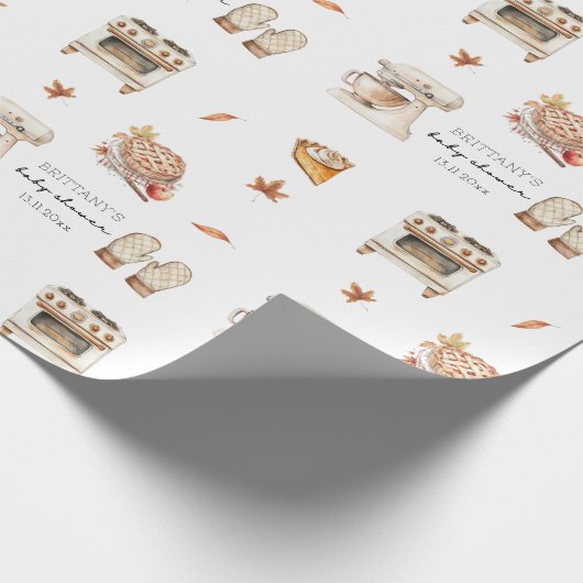 Süsse Pie backt Herbst Herbst Babydusche Geschenkpapier (Ecke)