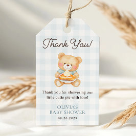 Süsse Pie Blue Fall Bärenjunge Babydusche Gefallen Geschenkanhänger