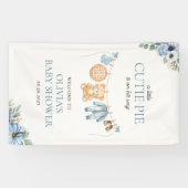 Süsse Pie Blue Fall Bärenjunge Babydusche Willkomm Banner (Horizontal)