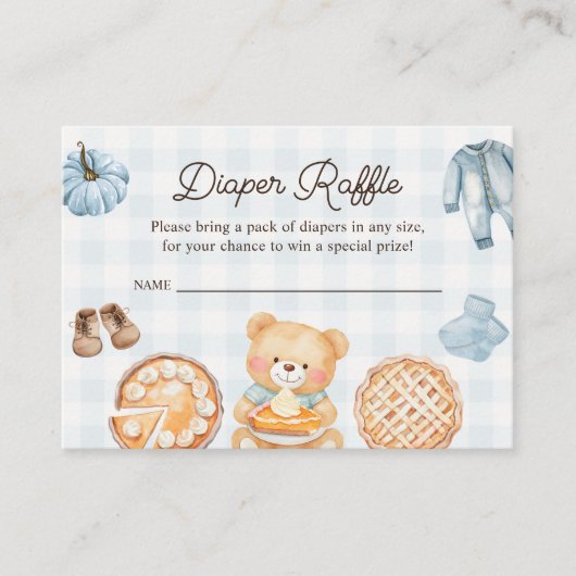 Süsse Pie Blue Fall Boy Babydusche Windelwindeln Begleitkarte (Vorderseite)